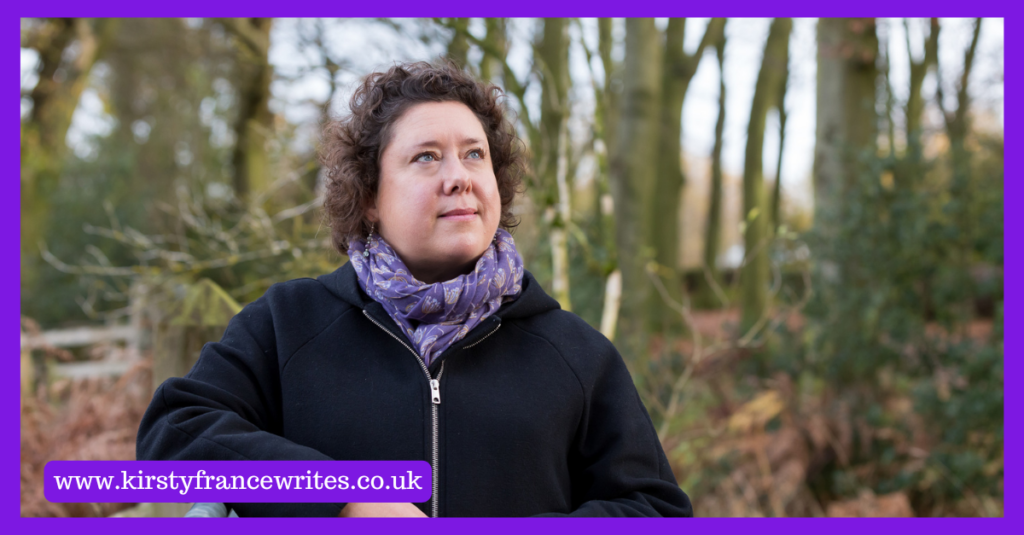 Image shows a women (Kirsty) with brown curly hair, wearing a black coat. I'm reflecting on what self-employment has taught me.