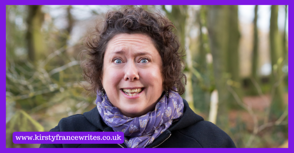 Image shows a woman with a panicked look on her face, who clearly wants to reduce her content writing load.